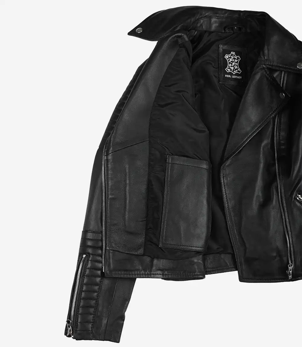Women's Finest Black Biker Style Leather  Jacket