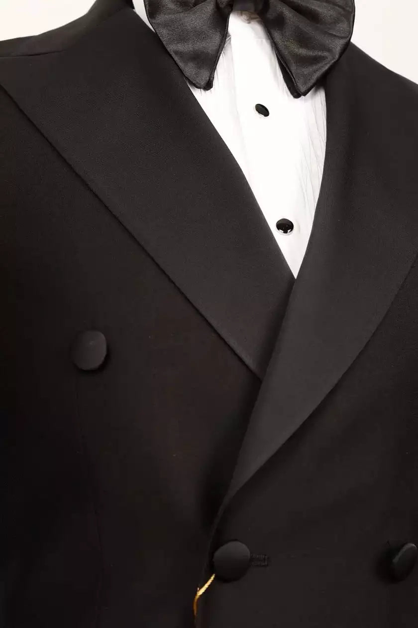 Mens Peak Lapel Double Breasted Black Tuxedo