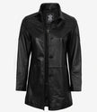 Bristol Womens Black Leather Car Coat - 3/4 Length