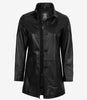 Bristol Womens Black Leather Car Coat - 3/4 Length