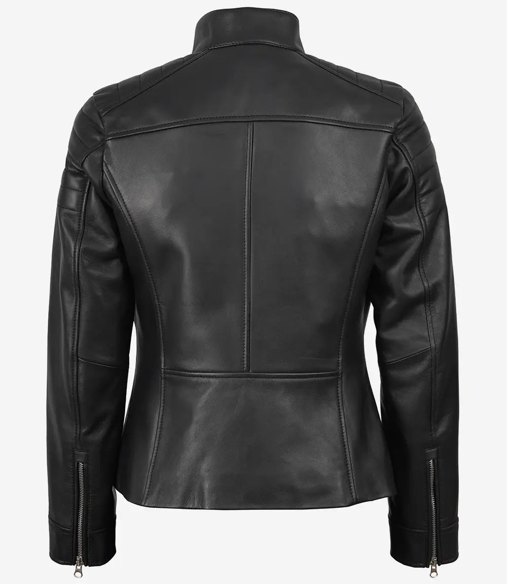 Carrie Black Leather Jacket for Women