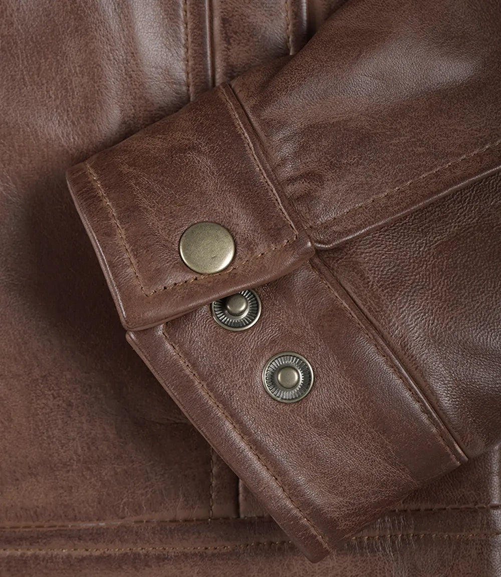 Reeves Men's Harrington Cognac Real Leather Jacket