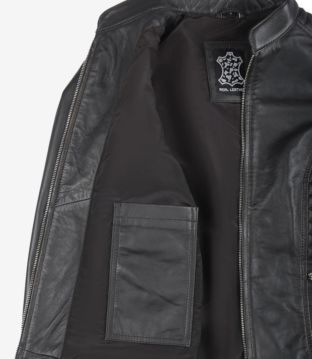 Womens Ruboff Brown Leather Jacket