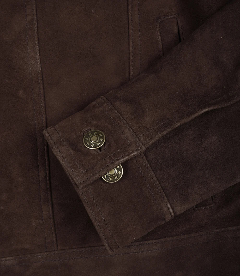 Mens Dark Brown Suede Leather Jacket