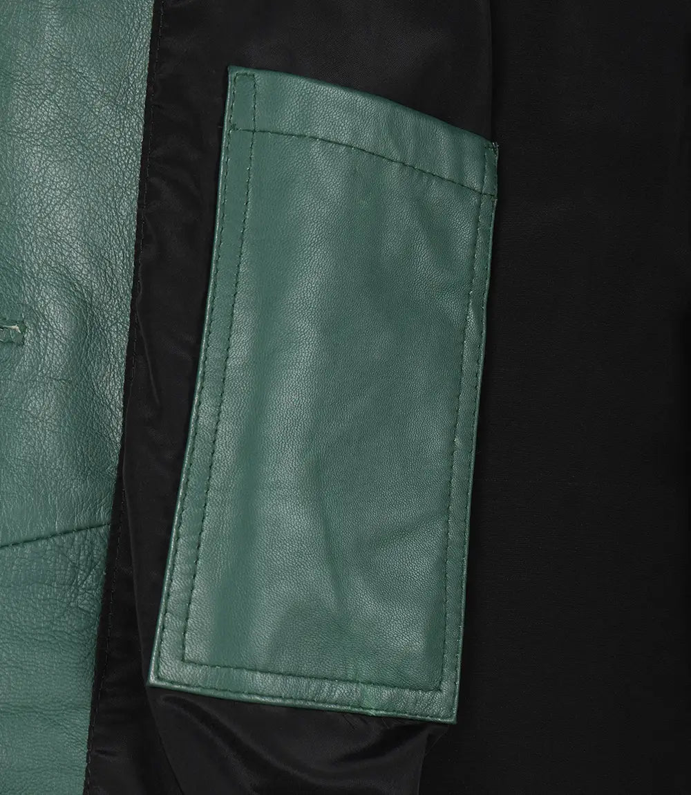 Womens Real Leather Green Car Coat