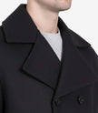 Kenney Men's Double-Breasted Black Wool Coat – Premium Quality