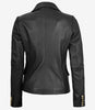 Kim Women's Double Breasted Black Leather Blazer