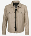 Men's Real Lambskin Leather Beige Trucker Jacket