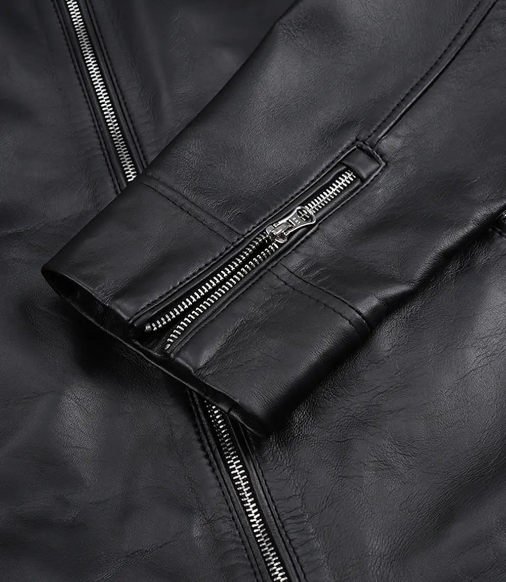 Men's Real Lambskin Leather Black Biker Style Jacket