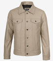 Men's Real Lambskin Leather Beige Trucker Jacket