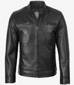 Men's Black Lambskin Leather Biker Style Jacket