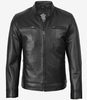 Men's Black Lambskin Leather Biker Style Jacket