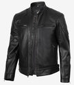 Men's Real Leather Black Biker Style Jacket