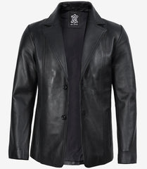 Mens Black Leather Blazer Jacket