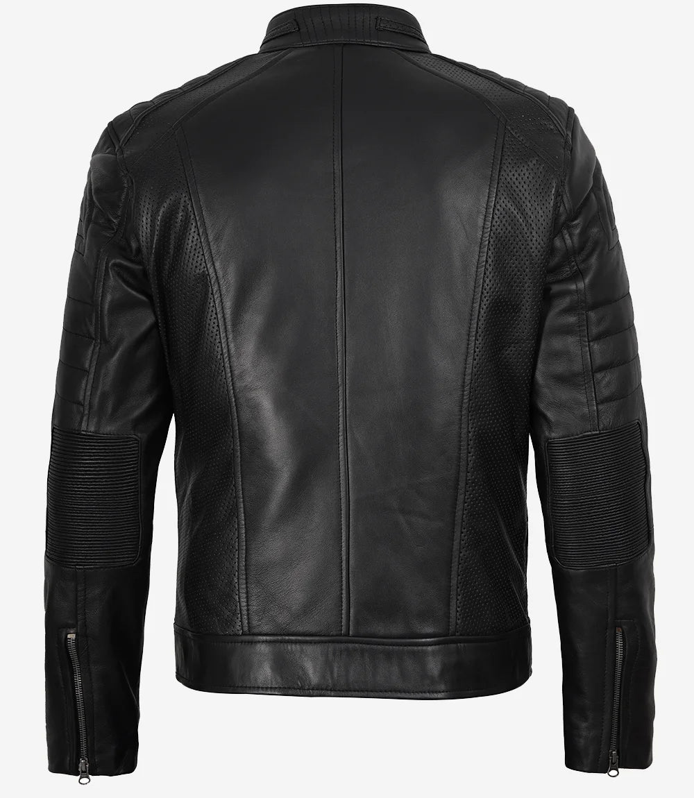 Men's Real Lambskin Leather Black Biker Style Jacket
