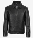 Reeves Men's Shirt Collar Black Harrington Leather Jacket