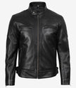 Men's Real Leather Black Biker Style Jacket