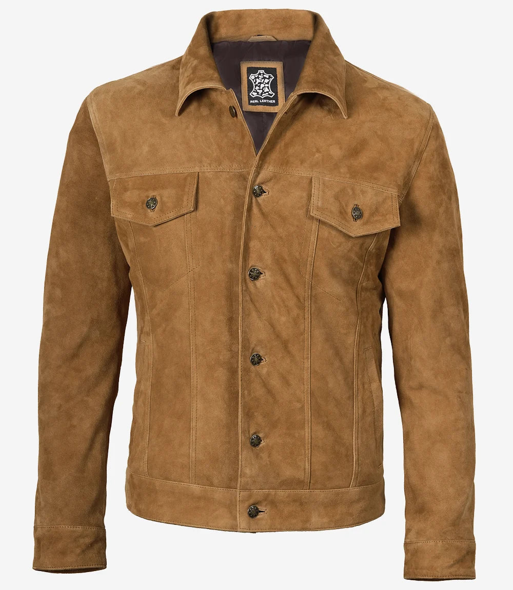 Light Brown Suede Leather Jacket Mens