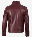 Men's Real Lambskin Leather Burgundy Trucker Jacket