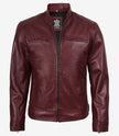 Men's Burgundy Biker Style Leather Jacket