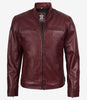 Men's Burgundy Biker Style Leather Jacket