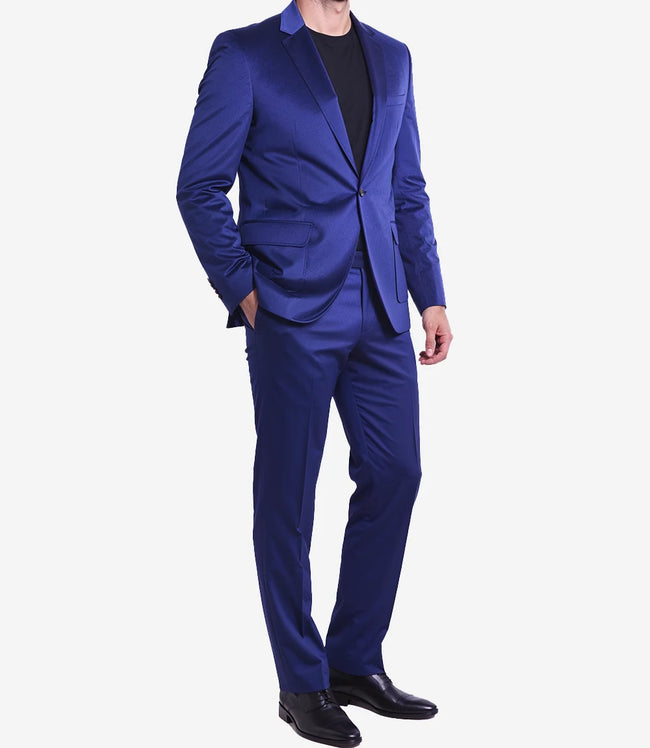 Men's Royal Blue Slim Fit 2-Piece Velvet Tuxedo
