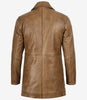 Men's Camel Brown 3/4 Length Leather Coat