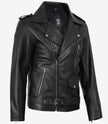Men's Black Asymmetrical Leather Jacket – Motorcycle Style