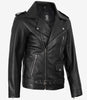 Men's Black Asymmetrical Leather Jacket – Motorcycle Style