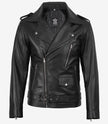 Men's Black Asymmetrical Leather Jacket – Motorcycle Style