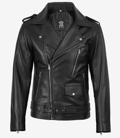 Men's Black Asymmetrical Leather Jacket – Motorcycle Style
