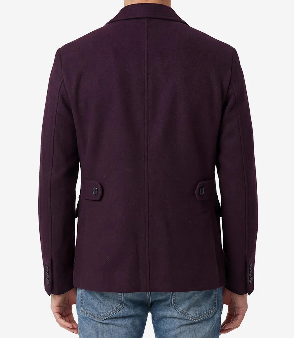Mens Burgundy Wool Utility Jacket