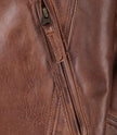 Men's Cognac Brown Quilted Biker Style Leather Jacket