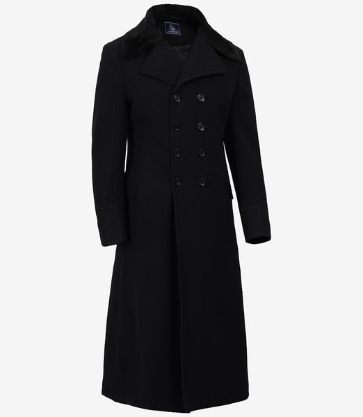 wool double long coat ブラック　hype kyoto mens-double-breasted-black-