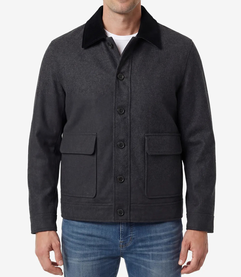 Men's Utility Charcoal Grey Wool Jacket