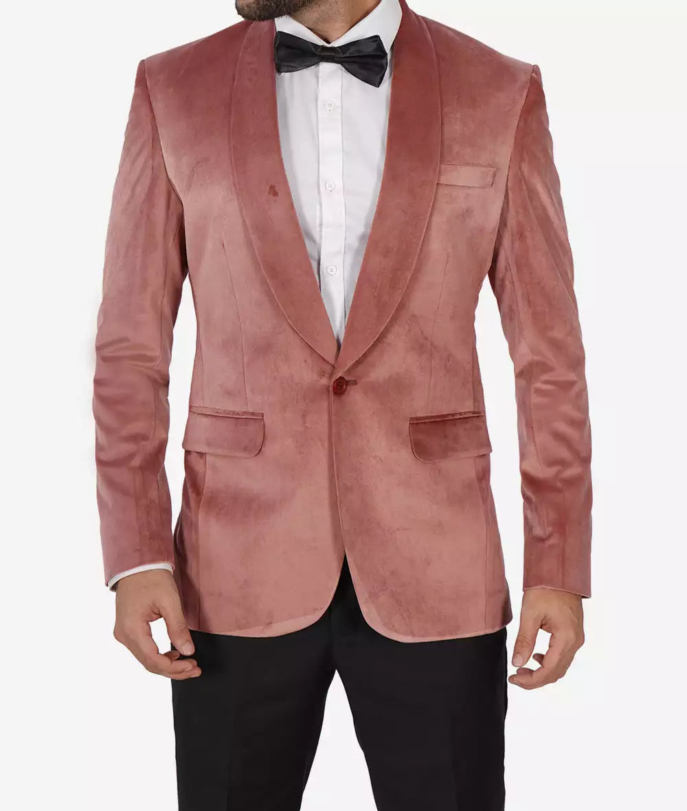 Mens Shawl Lapel Rose Pink Tuxedo Jacket