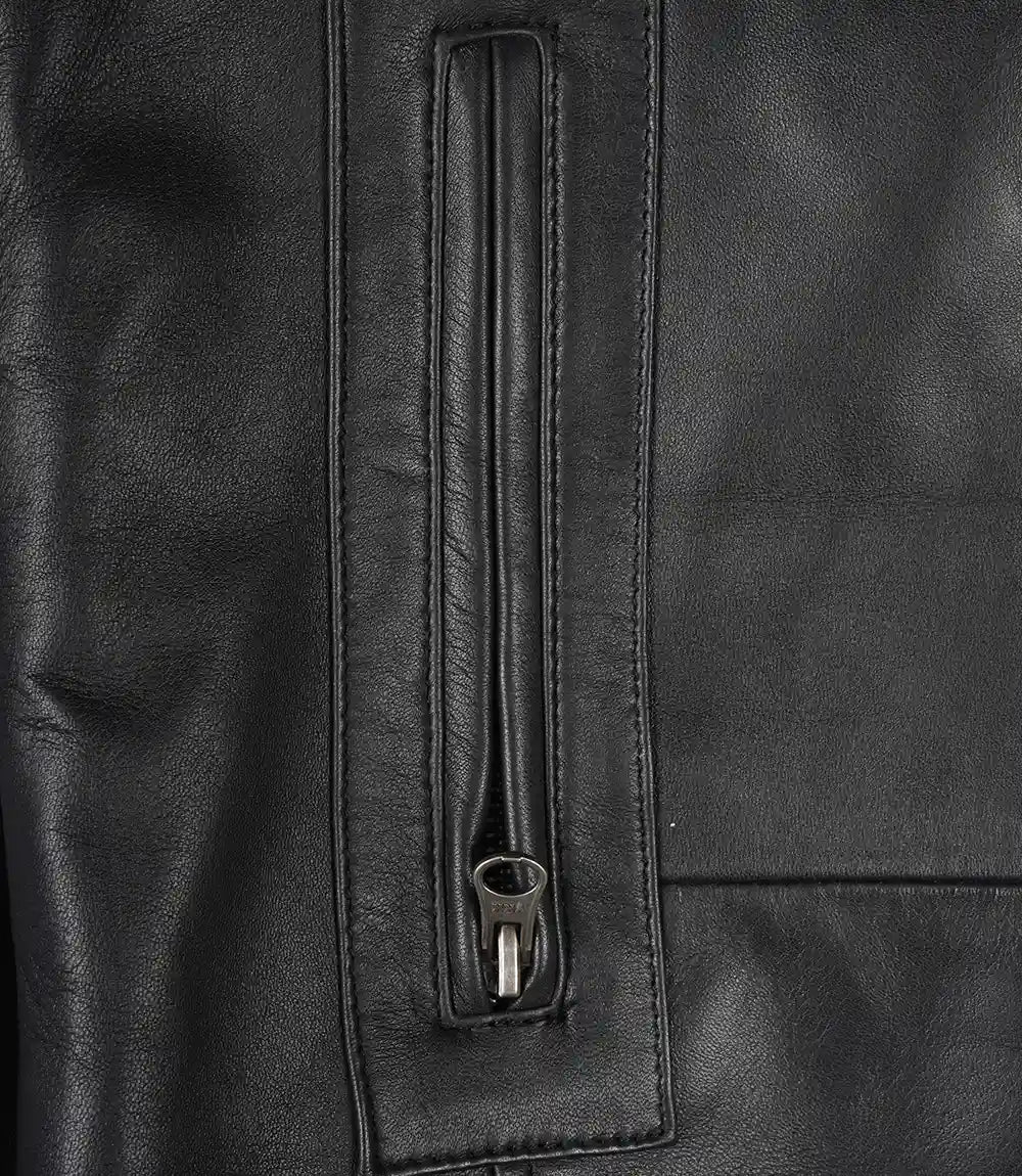 Mens Tall Black Leather Car Coat