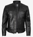 Men's Real Leather Black Biker Style Jacket
