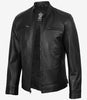 Men's Black Lambskin Leather Biker Style Jacket