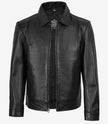 Reeves Men's Shirt Collar Black Harrington Leather Jacket