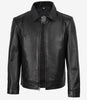 Reeves Men's Shirt Collar Black Harrington Leather Jacket