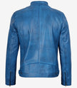 Mens Real Leather Distressed Blue Biker Style Jacket