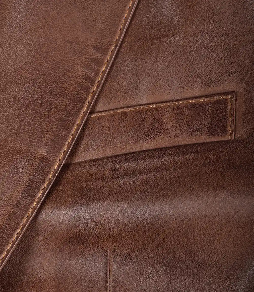 Mens Brown Leather Blazer