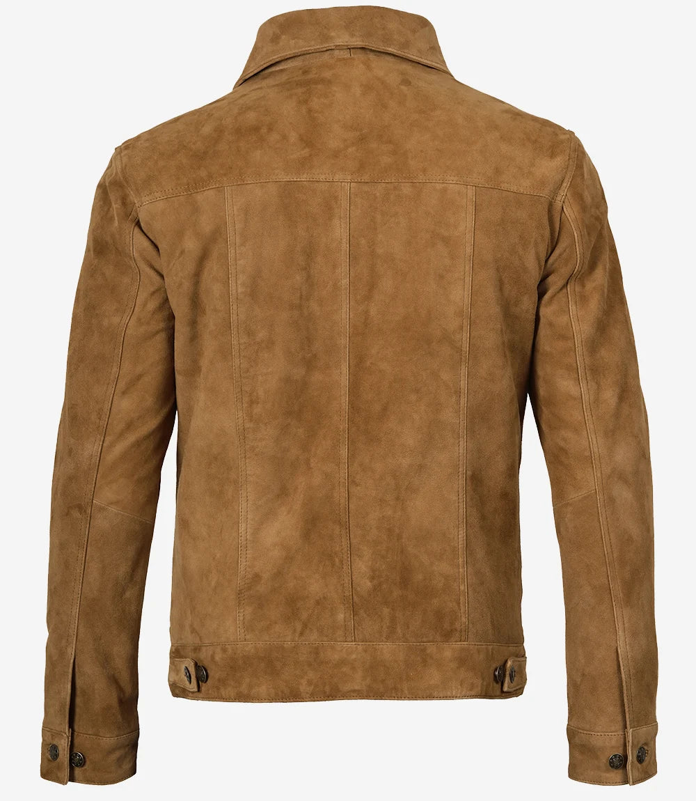 Light Brown Suede Leather Jacket Mens