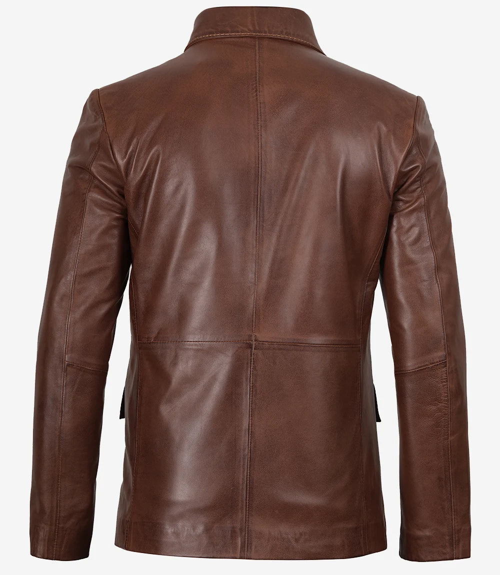 Mens Brown Leather Blazer
