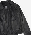 Mens Black Shirt Collar Leather Cowhide Jacket
