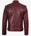 Men's Burgundy Biker Style Leather Jacket