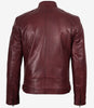 Men's Burgundy Biker Style Leather Jacket