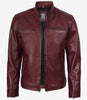 Men's Burgundy Biker Style Leather Jacket