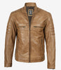 Men's Biker Style Camel Brown Leather Jacket